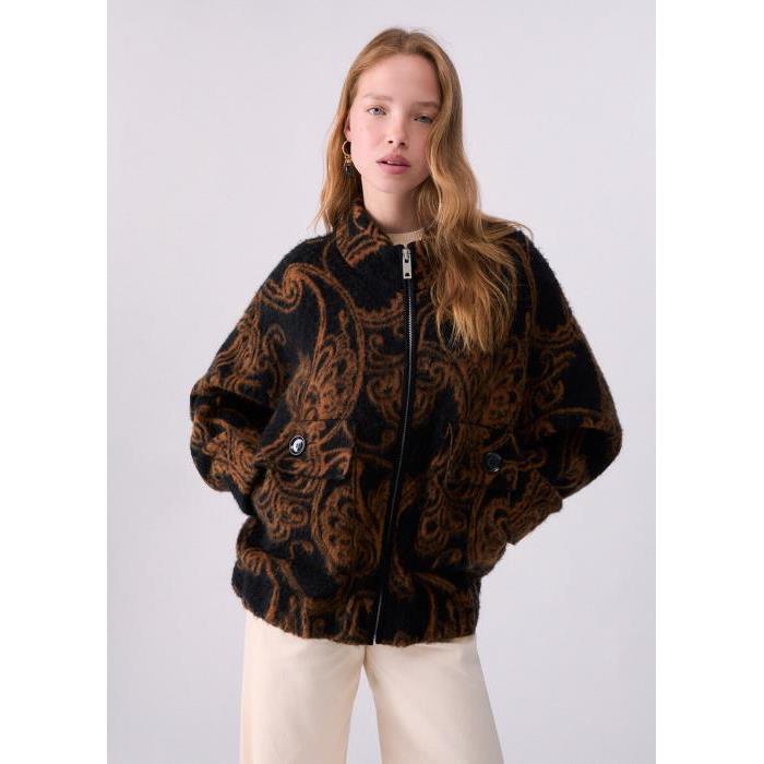 Bomber Liu Jo mujer de punto jacquard de lana y alpaca